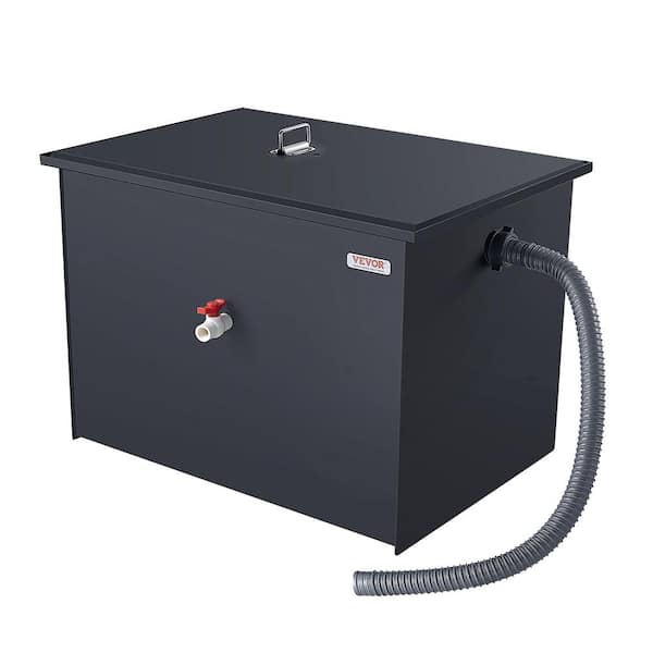 VEVOR Commercial Grease Trap, 40 lbs. Grease Interceptor, Side Inlet Interceptor, Under Sink Carbon Steel Grease Trap,15.2 GPM
