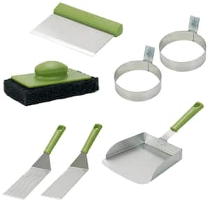 7-Piece Green Grill and Griddle Toolkit Cooking Accessory Grilling Set