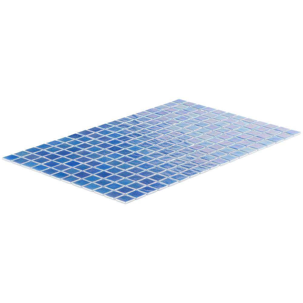 Whirlpool Blue Polished Glass Mosaic Tile 12" x 18"