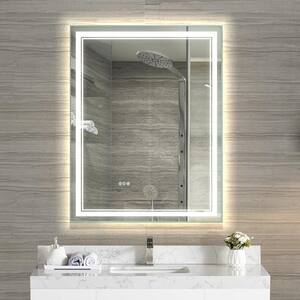 32 in. W x 24 in. H Rectangular Frameless Anti-Fog LED Light Wall Bathroom Vanity Mirror Front Light