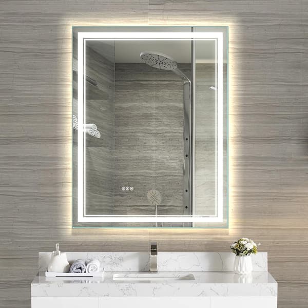 Lonni 32 in. W x 24 in. H Rectangular Frameless Anti-Fog LED Light Wall Bathroom Vanity Mirror Front Light