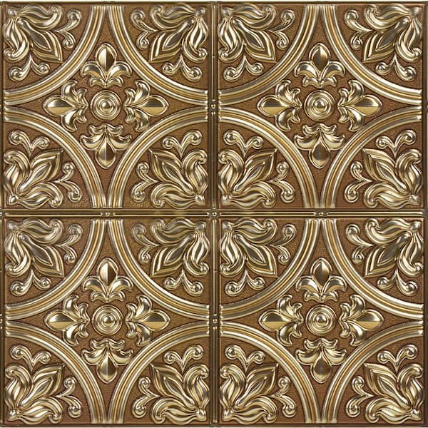 InHome Chelsea Bronze Tin Tile 10 in. x 10 in. x 0.025 in. Vinyl Peel and Stick Tile Sample (0.69 sq. ft./Pack)