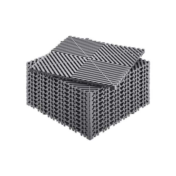 Interlocking Drainage Mat, 12 x 12 in.  x 0.6 in. T Interlocking Cushion, Drainage Mats, Gray (12-Pieces, 12 sq. ft. )
