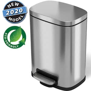 SoftStep 1.32 Gal. Stainless Steel Step Trash Can, 5 Liter Pedal Bathroom Bin, with Removable Inner Bucket