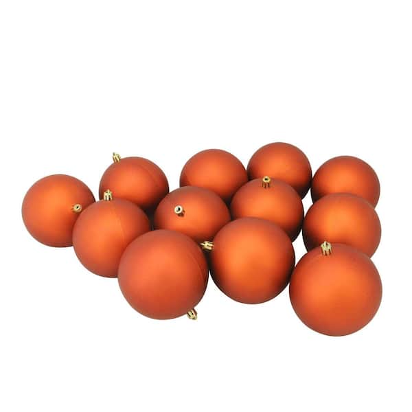 Northlight 12ct Matte Burnt Orange Shatterproof Christmas Ball Ornaments