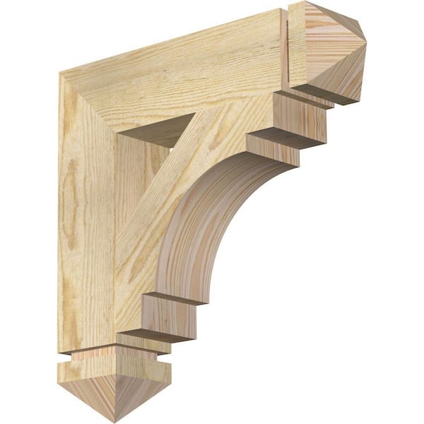 Ekena Millwork 4 in. x 18 in. x 18 in. Douglas Fir Merced Arts and Crafts Rough Sawn Bracket