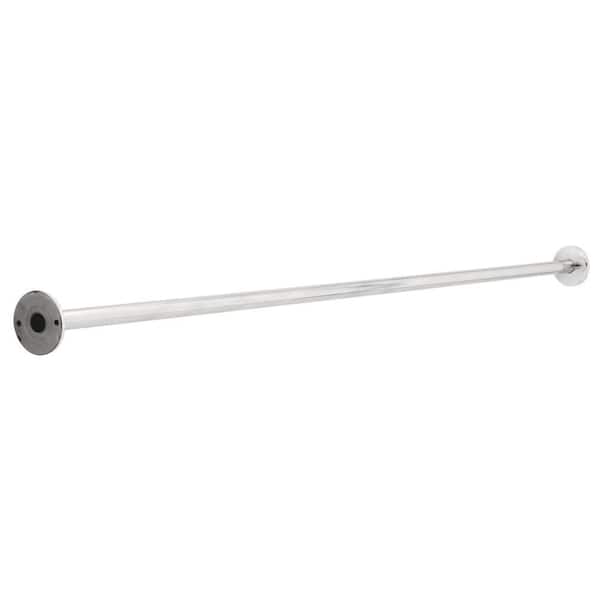 Franklin Brass 60 in. x 1 in. Concealed Screw Shower Curtain Rod with Snap-Cover Flanges in Bright Stainless