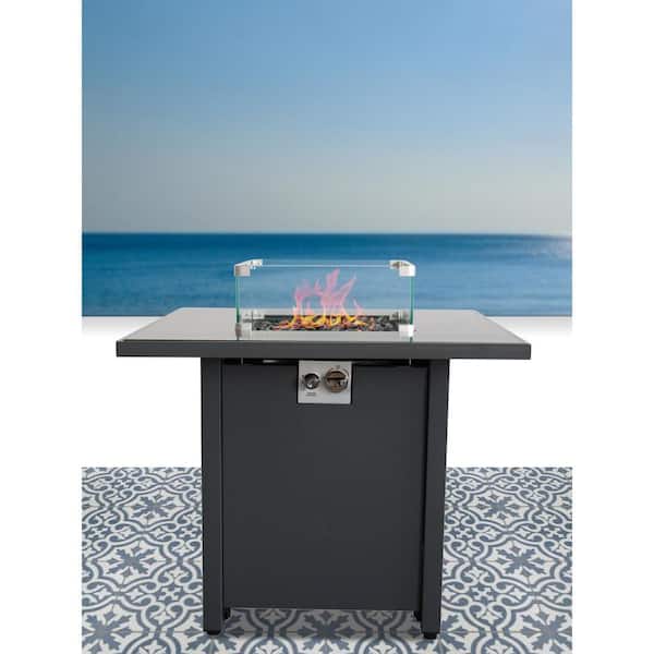Mondawe 40,000 BTU 30 in. Steel Square Outdoor Propane Gas Fire Pit Table in Gray