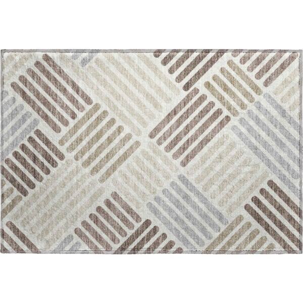 Mayfield Premium Machine Washable Abstract AMF2339 Ivory 3 ft. x 4 ft. Area Rug