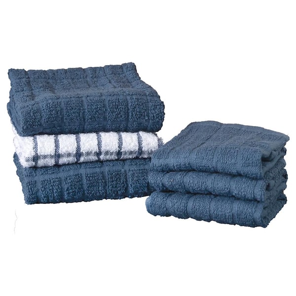 RITZ Terry Plaid Cotton Kitchen Towel and Dish Cloth Federal Blue Set of  3-Towels and 3-Dish Cloths 95524A - The Home Depot