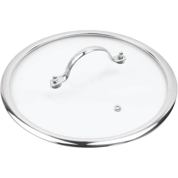 10 Inch Clear Tempered Glass Pot Lid with Polished Silver Stainless Steel Arch Bridge Handle Oven Safe Set