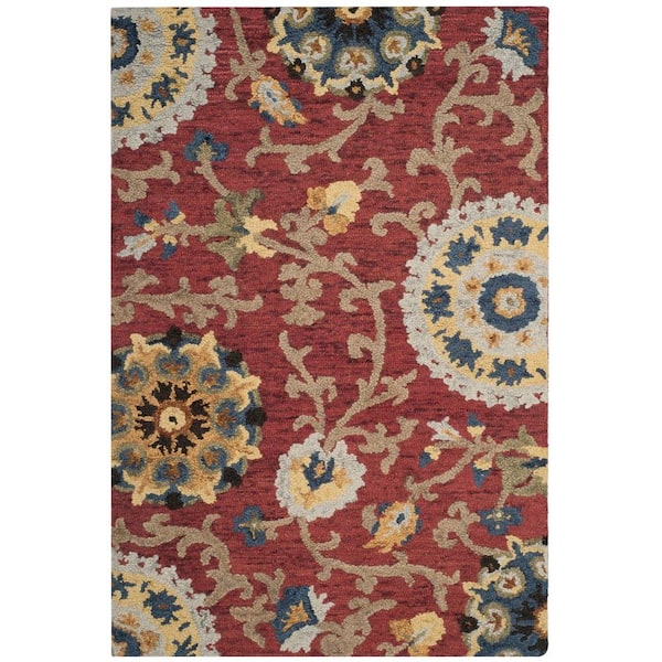SAFAVIEH Blossom Red/Multi Doormat 3 ft. x 5 ft. Bohemian Floral Area Rug