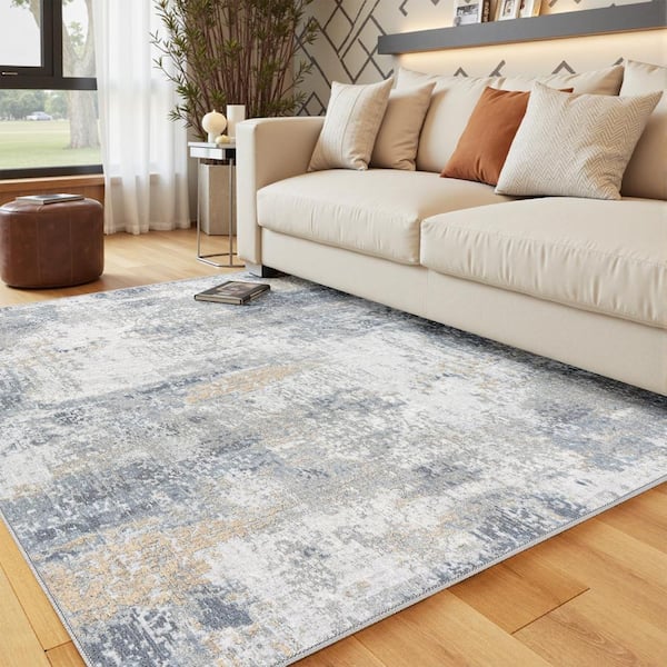 Claude Blue 4 ft. x 6 ft. Modern Abstract Area Rug