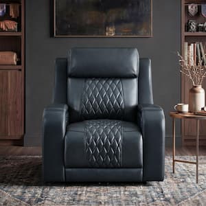 JAYDEN CREATION Felisa Navy Transitional Genuine Leather Recliner