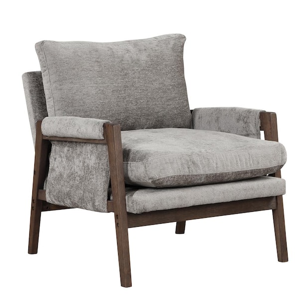 Nestfair Grey Velvet Accent Arm Chair with Thick Seat Cushion