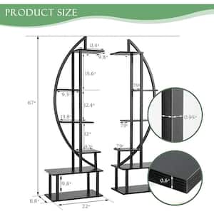 6-Tier Metal Black Plant Stand, Shelf Planter Display Stand for Terrace Garden, Living Room (2-Pieces)