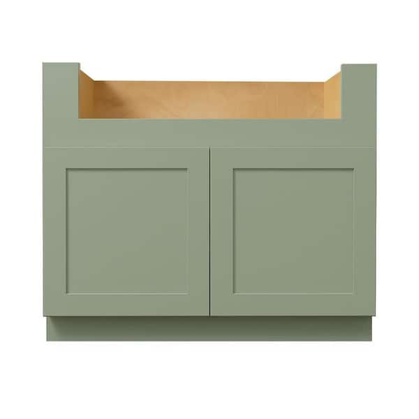 Shaker Assembled 36 in. W x 34.5 in. H x 24 in. D Farm Sink Base Cabinet with 2 Doors in Jade Green