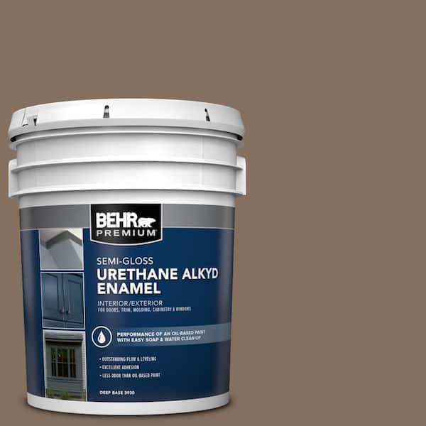 BEHR PREMIUM 5 gal. #N230-6 Whiskey Barrel Urethane Alkyd Semi-Gloss Enamel Interior/Exterior Paint