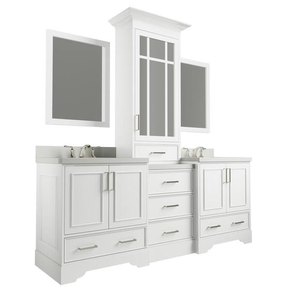 Ariel Stafford 85 In Bath Vanity, Double Vanity With Center Hutch