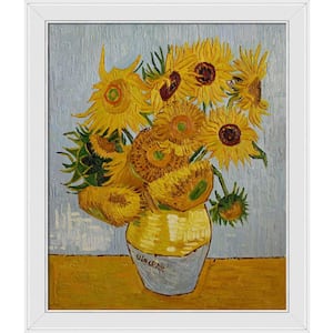 Sunflowers, 1886 by Vincent Van Gogh Gallery White Framed Nature Oil Painting Art Print 24 in. x 28 in.