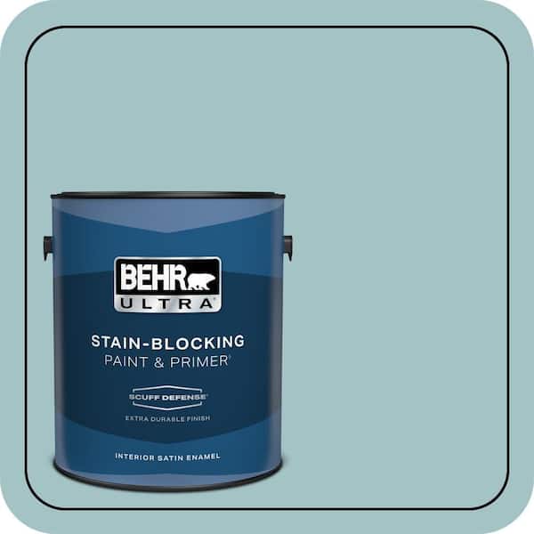 BEHR ULTRA 1 gal. #510E-3 Ocean Kiss Extra Durable Satin Enamel Interior Paint & Primer