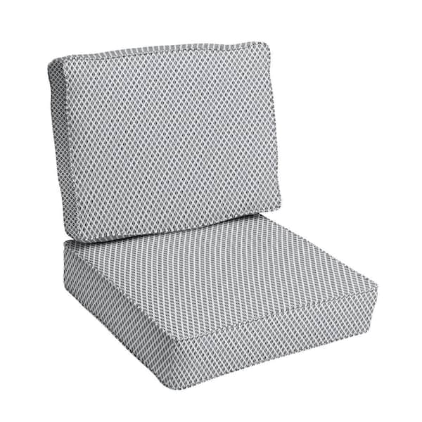 SORRA HOME 25 in. x 25 in. x 5 in., 2-Piece Deep Seating Outdoor Dining Chair Cushion in Sunbrella Detail Navy