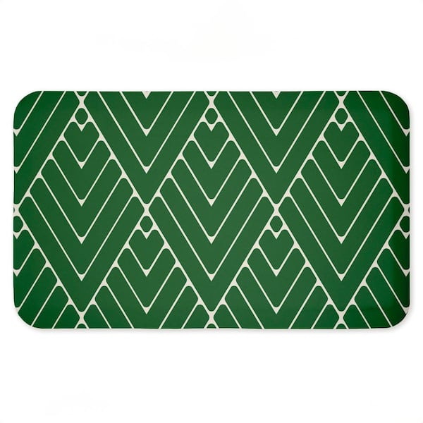 Green Diagonals Abstract Printed Anti-Fatigue Floor Mat, design by SunDance Group LLC