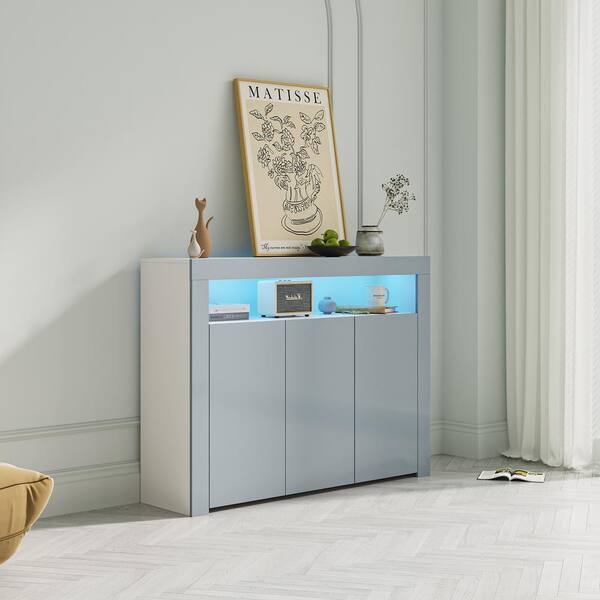 Light grey high store gloss sideboard