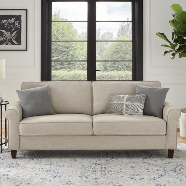 StyleWell Briarwood 81.5 in. Classic Rolled-Arm Fabric Sofa in Sand Beige