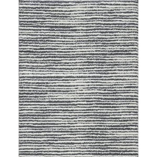 LOOMAKNOTI Vemoa Altomarze Blue 4 ft. x 6 ft. Stripe Polyester Area Rug