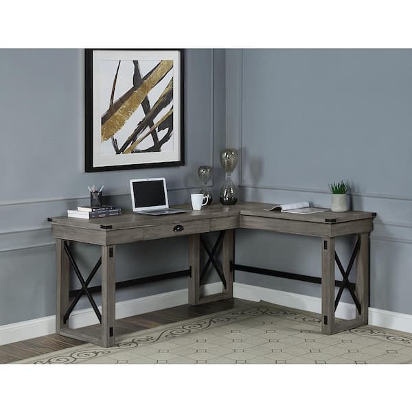 rustic grey wood desk