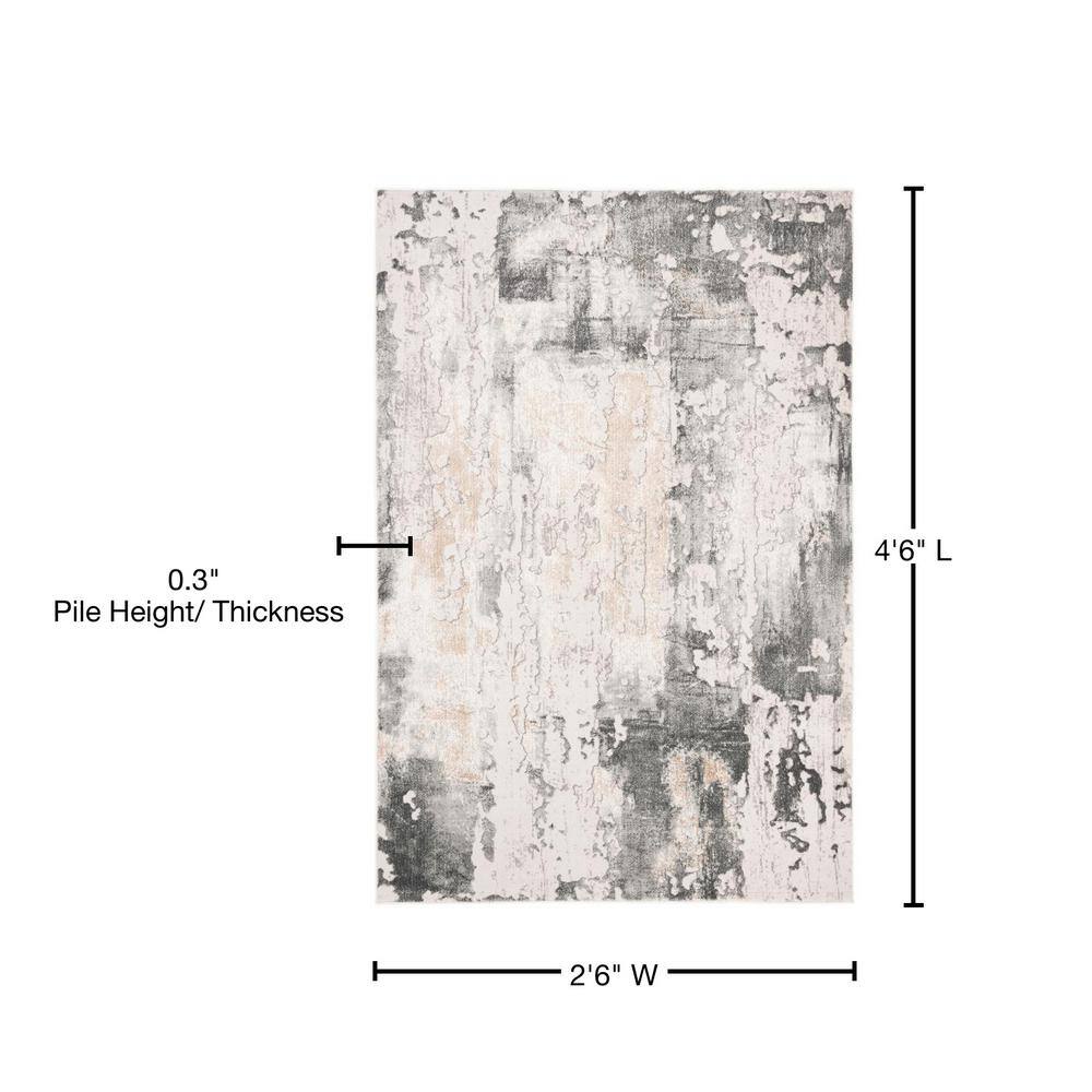 Reversible Vogue Abstract Gray 3' x 5' Synthetic Area Rug