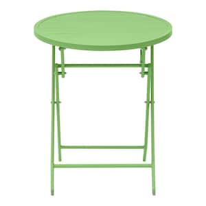 Mix and Match 24.6 in. Dia. Grass Folding Round Metal Outdoor Patio Bistro Table (1-Piece)