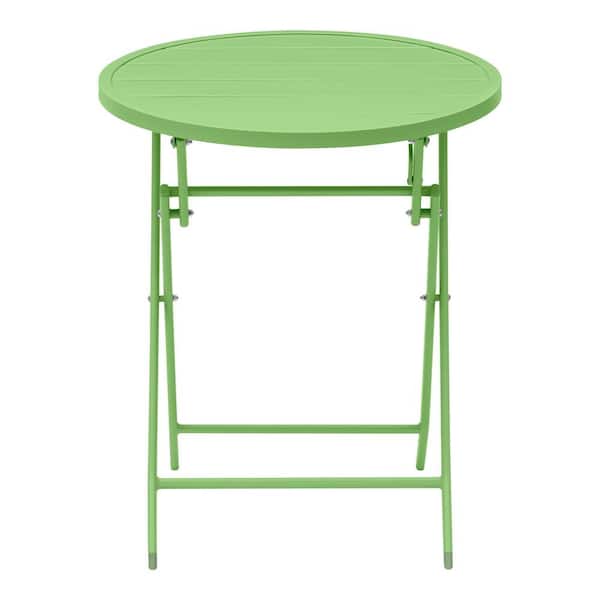 StyleWell Mix and Match 24.6 in. Dia. Grass Folding Round Metal Outdoor Patio Bistro Table (1-Piece)