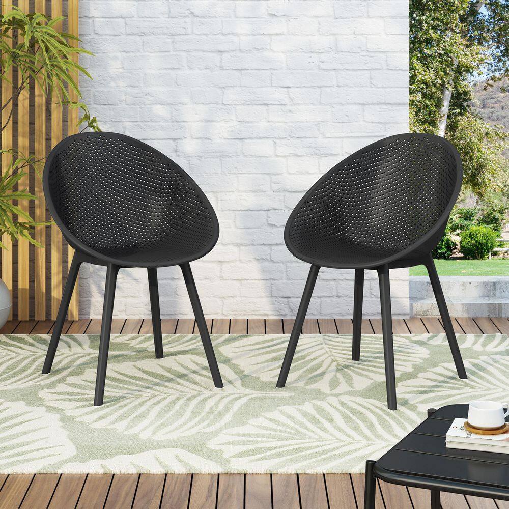 Black Finish Plastic Outdoor Dining Chair (Set of 2) price history on PriceWatchPro