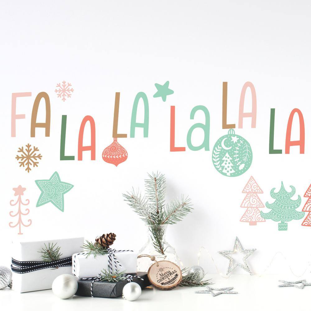 Festive Red Green and Brown Christmas Wall Decal Set