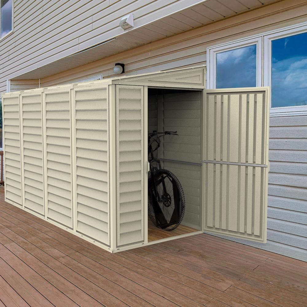 Duramax 4x10 Beige Vinyl Resin Outdoor Storage Shed with Foundation Kit