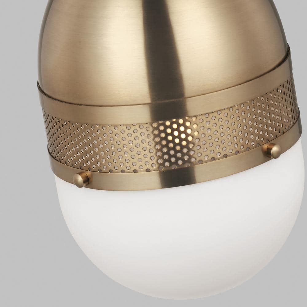 Bea Satin Brass Globe Pendant with Etched Opal Glass Shade