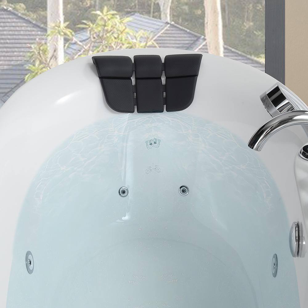 59" White Acrylic Freestanding Whirlpool Bathtub with Faucet