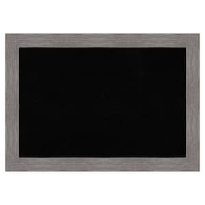 Pinstripe Plank Grey Framed Black Corkboard 41 in. x 29 in. Bulletine Board Memo Board