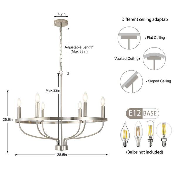 KICHLER Hayman Bay 28 in. 5-Light Antique White Farmhouse Candle Empire  Chandelier for Dining Room 43256DAW - The Home Depot
