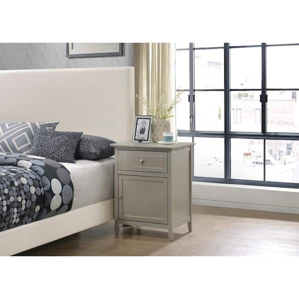 AndMakers Lzzy 1-Drawer Silver Champagne Nightstand (25 in. H x 19 in. W x 15 in. D)