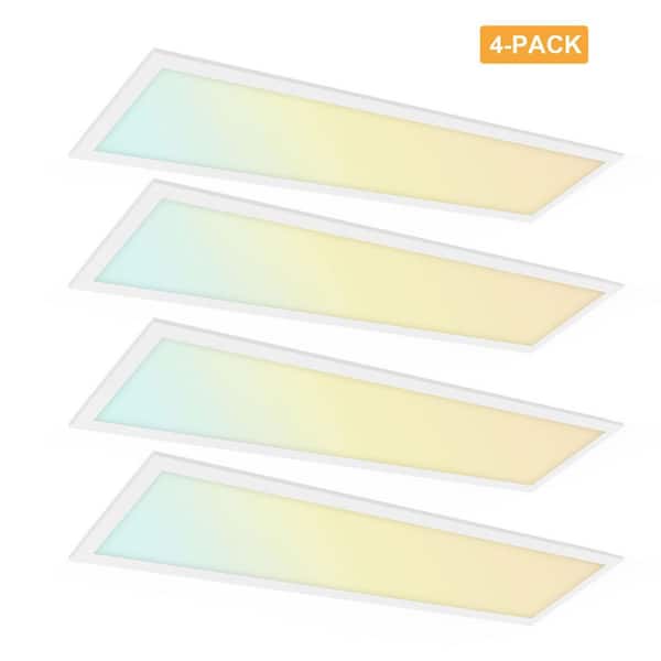 RUN BISON 1 ft. x 4 ft. Dimmable White CCT & Wattage Selectable Integrated LED Back-Lit Panel Light (4-Pack)