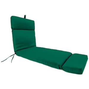 Sunbrella 72 in. x 22 in. Forest Green Solid Rectangular French Edge Outdoor Chaise Lounge Cushion