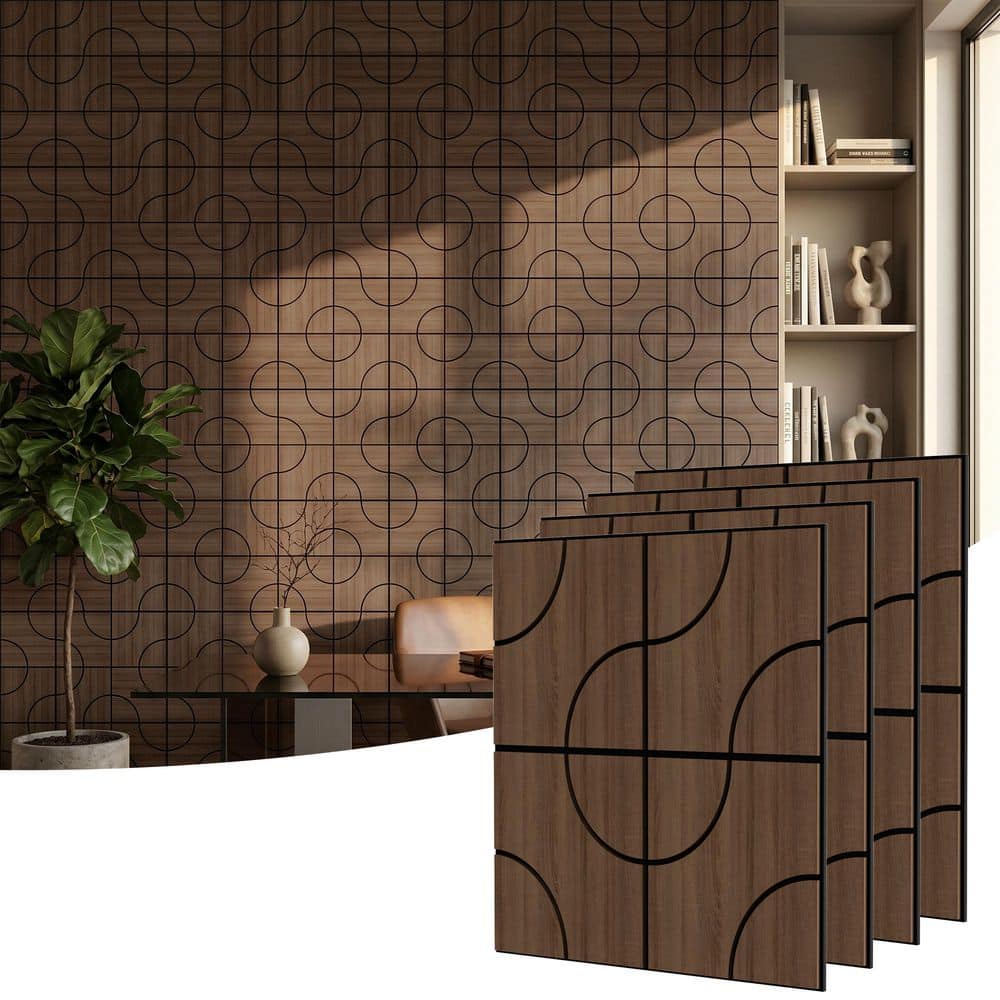 Mlfortlife Walnut 0.7 in. x 1.97 ft. x 1.97 ft. Geometric Acoustic