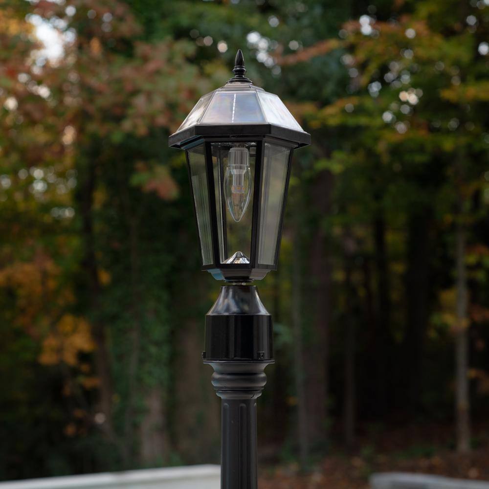 Topaz Black Aluminum Solar LED Outdoor Post Light