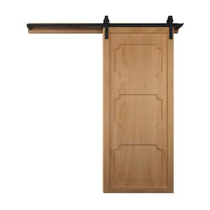 30 in. x 84 in. The Harlow III Unfinished Wood Sliding Barn Door with Hardware Kit in Stainless Steel