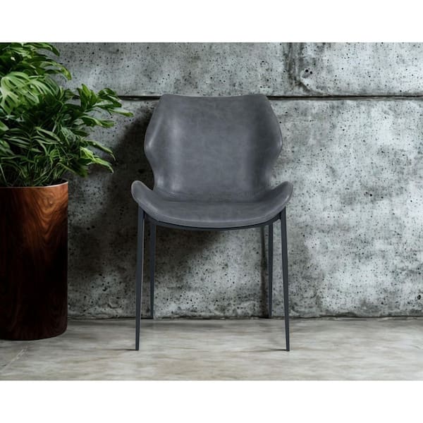 Instone Dark Grey Eco-Leather Dining Chair (Set of 2)
