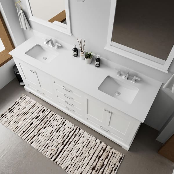 Dukes 80 in. W x 22 in. D White Double Bath Vanity and Cultured Marble Top