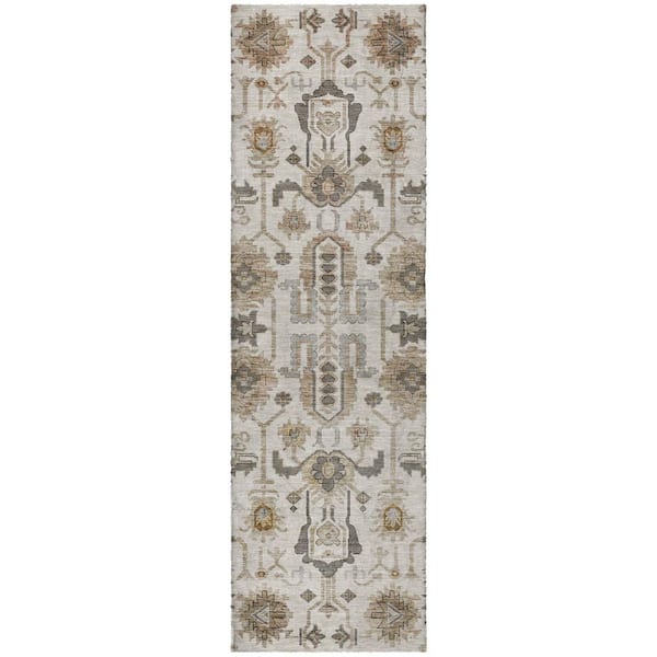Dream Shag Premium Machine Washable Abstract ADS697 Ivory 2 ft. x 7 ft. Runner Rug